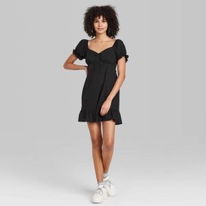 Black Wild Fable Millmaid Puff Sleeve Mini Sundress